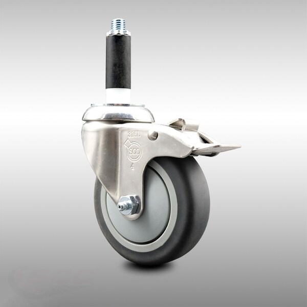 4 Inch 316SS Thermoplastic Rubber Swivel 3/4 Inch Stem Caster Lock Brake SCC